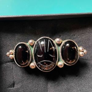 3 Black Onyx Cabochons Ring
